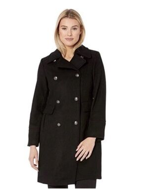 NWT Vince Camuto Double Breasted Black Wool Winter Coat